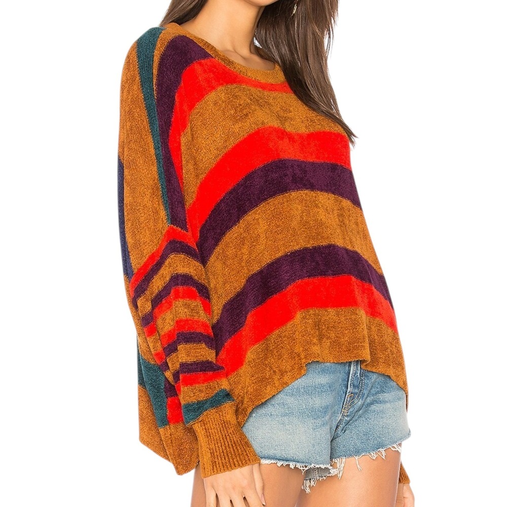 Free People All About You Pullover Sweater Striped Oversized Boucle Boho Cozy M